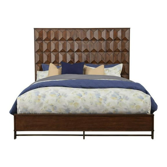 Origins by Alpine Trig Queen Wood Panel Bed in Antique Brown