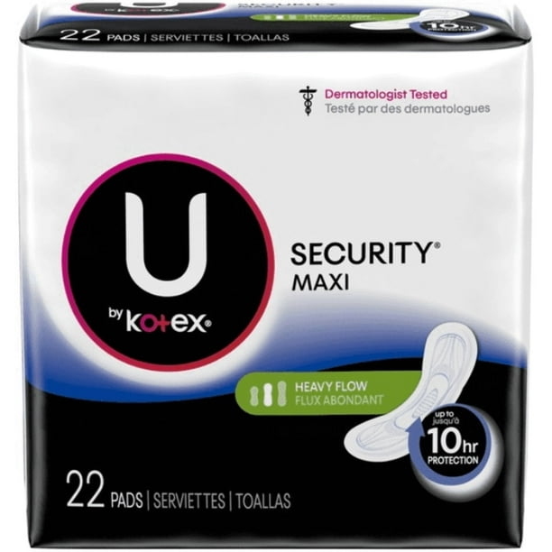 U By Kotex Maxi Pads Unscented Long Super 22 Ct Walmart Com Walmart Com