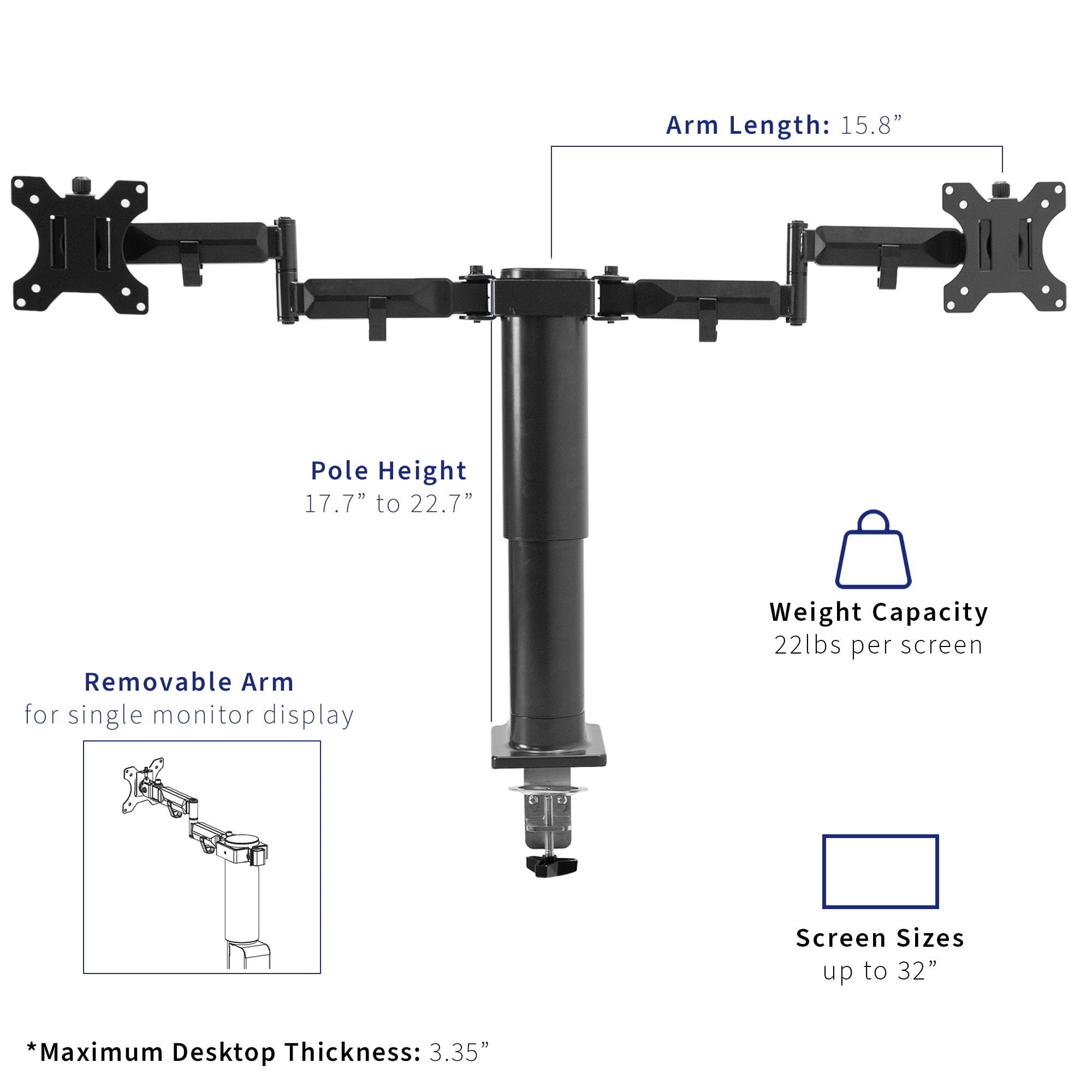 VIVO Black 63" x 32" Electric Stand Up Desk with Motorized Dual Monitor Mount