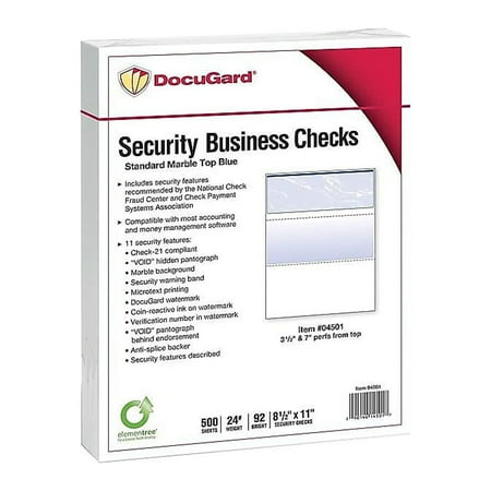 Paris DocuGard Standard 8.5  x 11  Security Check on Top24 lbs. Blue 500 Sheets - 04501C