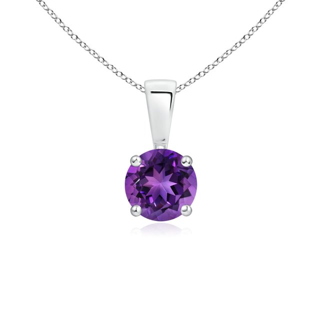 Angara Collier en Améthyste Naturelle - Pendentif Solitaire Rond en Améthyste avec Broches en Platine pour Femmes