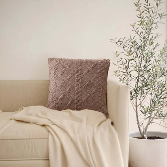 Dvkptbk Solid Color Pillowcase Plush Pillow Cover Geometric Motifs Cushion Cover Sofa Living Room Backrest Pillow Cover Bedding
