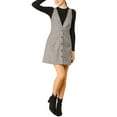 thumbnail image 6 of MODA NOVA Juniors Overall Suspender Check Houndstooth Pinafore Dress, 6 of 6