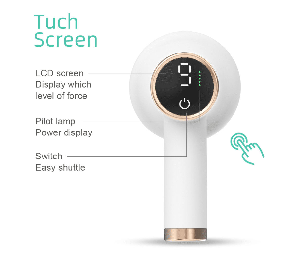 CNV Compact Home Massage Gun, 8 Replaceable Heads, 9 Speed Settings, USB Rechargeable for Neck, Back & Muscle Relief