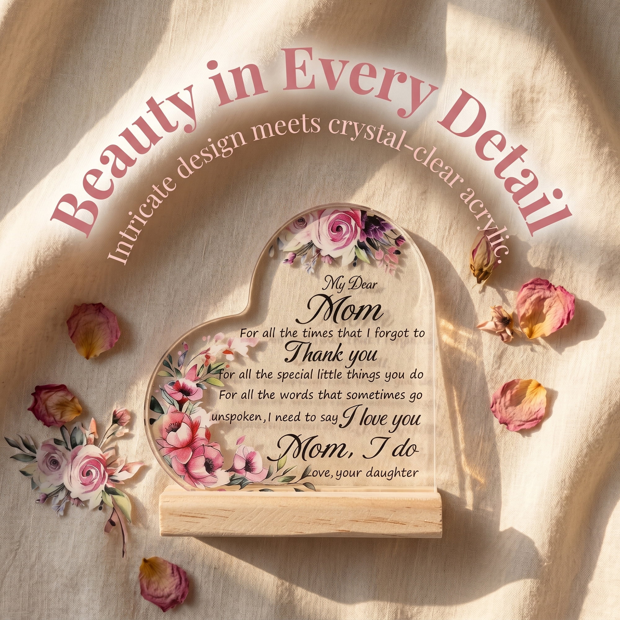 Unique Bargains Heart Wooden Sign  Square Tabletop Decor with Wooden Base  ["Style E"]