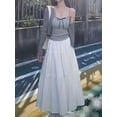 thumbnail image 6 of Women's Boho Ruffle Pleated Maxi Elastic High Waist A-Line Flowy Skirt for Beach Summer White [Extended] XL, 6 of 10