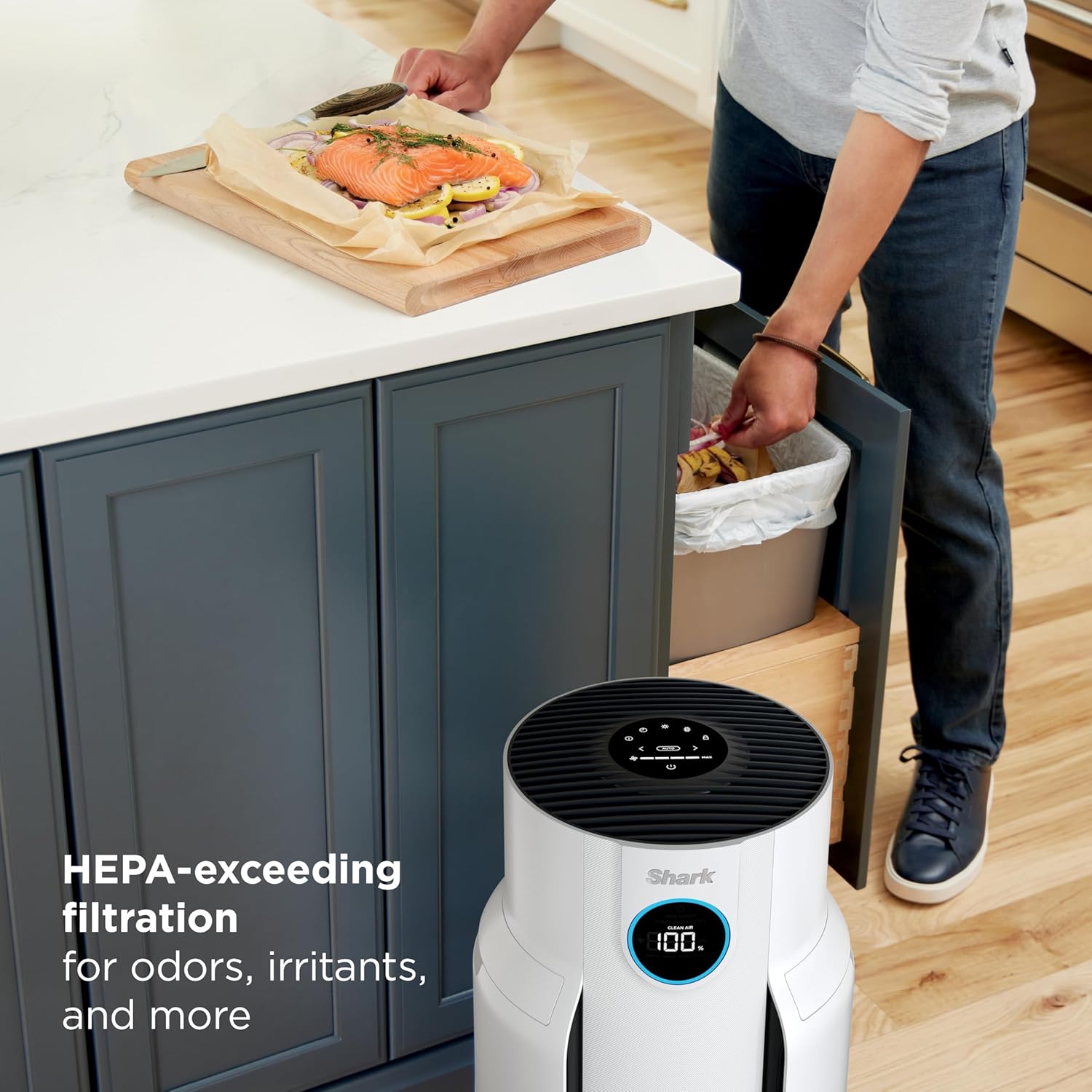 Shark NeverChange Air Purifier — HEPA exceeding filtration for up to 5 years for home, pets, allergies, dust, and smoke up to 650 sq. ft. for bedroom, dorm, nursery, and more. White, HP153