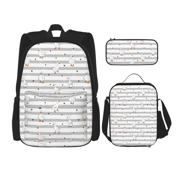 Balery Cute Goose Mochila Escolar 3 en 1 para Niños - Mochila Resistente con Lonchera Térmica y Estuche - Mochila Escolar para Niños y Niñas