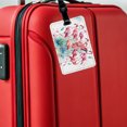 thumbnail image 5 of Lots Of Flamingos Watercolor Faux Leather Travel Luggage Tag, 5 of 7