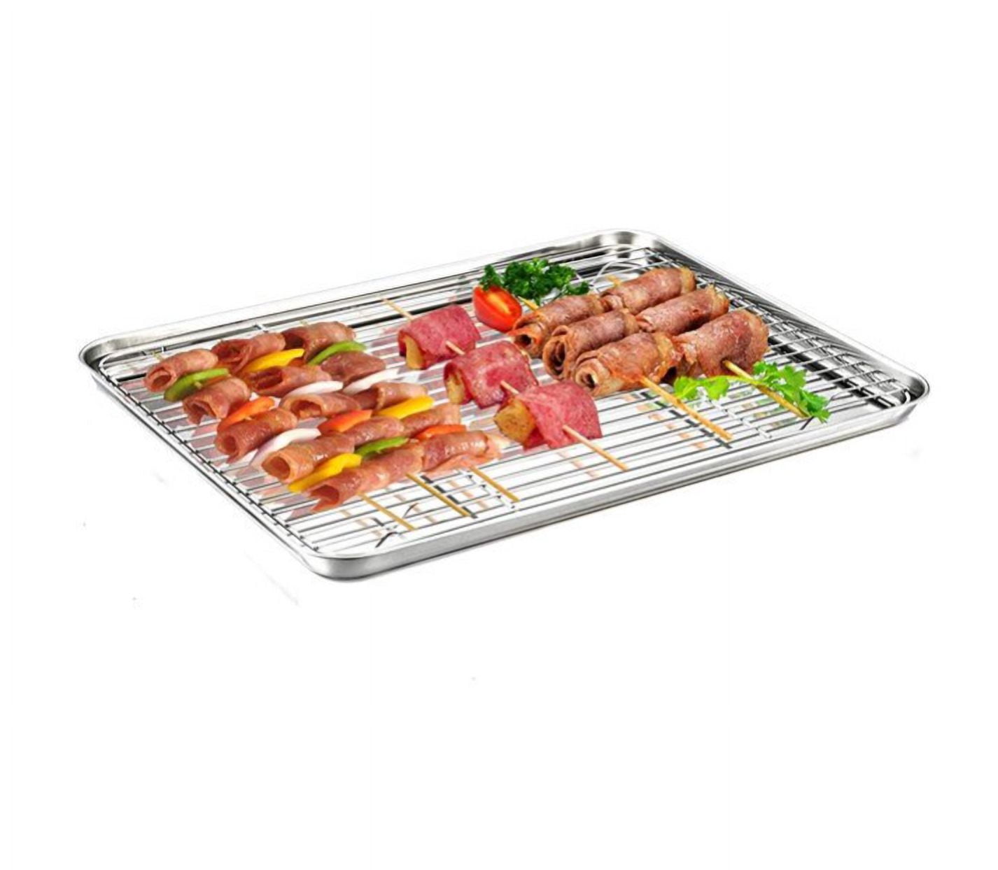 Baking Sheet with Rack Set (1 Sheet + 1 Rack), Cookie Sheets for Baking Use, Stainless Steel Baking Pans with Cooling Racks, Non-toxic, Easy Clean, Dishwasher Safe Suitable for Christmas(12.5-Inch)