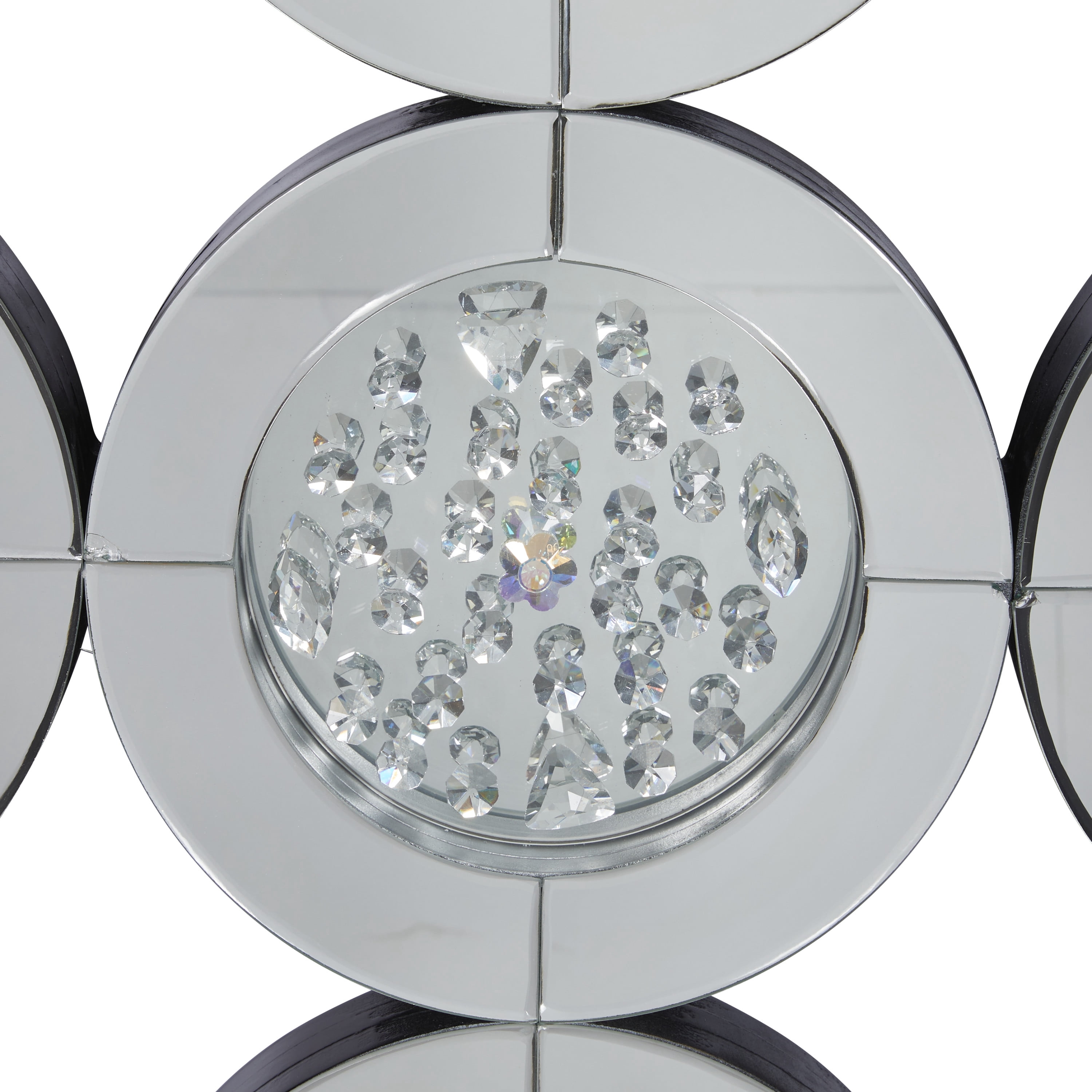DecMode 39" x 29" Silver Wall Mirror with Floating Crystals