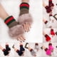 thumbnail image 3 of Guantes sin dedos de punto de lana para mujer, mitones, calentadores de muñeca, 3 pares de colores caqui, 3 of 3