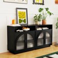 thumbnail image 4 of Pusnapku 31" Buffet Sideboard Cabinet, Morden Entryway Table with Adjustable Shelf and 2 Doors, Wood Credenza, Accent Cabinet for Kitchen, Living Room, 4 of 9