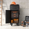 thumbnail image 3 of CQSXDA 34.3" Narrow Rolling Tool Cabinet in Black - Space-Saving Garage Storage Organizer with Lockable Door and 2 Drawers, 3 of 21