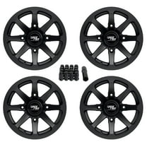 RockTrix RT102 4pc 14in ATV Wheels 4x110 Rims 14x7, 5 2 Offset, Includes 10x1.25 Lug Nuts - Compatible with IRS Honda Kawasaki Yamaha Rubicon Rincon Brute Force Kodiak Grizzly Rhino 4/110 (Set of 4)