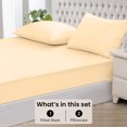thumbnail image 3 of Fitted Sheet + Pillowcase Set 800 Thread Count 100% Egyptian Cotton 3-Piece ( 1-Fitted + 2-Pillowcase ) Olympic Queen Size (66" x 80") Inch 24-Inch Deep Pocket, All-Around Elastic Beige Stripe, 3 of 6