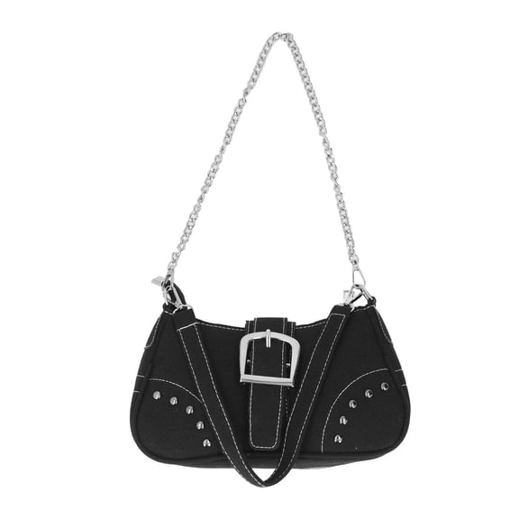 LAZIOEGR Canvas Tote & Shoulder Bag – Lightweight, Large Capacity, Stylish Chain Detail, Black