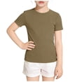 thumbnail image 7 of ITSAME Girls Short Sleeve Shirts Ribbed Knit Slim Fit Crewneck Tees Summer Basic Casual Tops Brown Size 9-10, 7 of 7