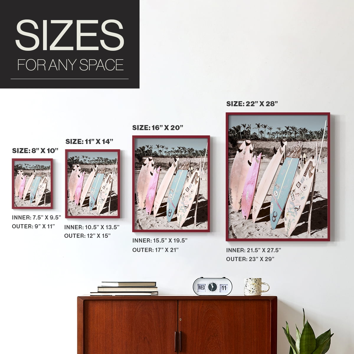 Wave Ready Framed Print in Red Solid Wood 11 x 14 Framed Print