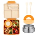 thumbnail image 1 of Lonchera para niños tipo omiebox incluye tarro y cubiertos, bento box c 4 compartimentos modulables de gran capacidad, lunch box con sellado hermético anti-fugas, caja de almuerzo BPA Free, 1 of 9