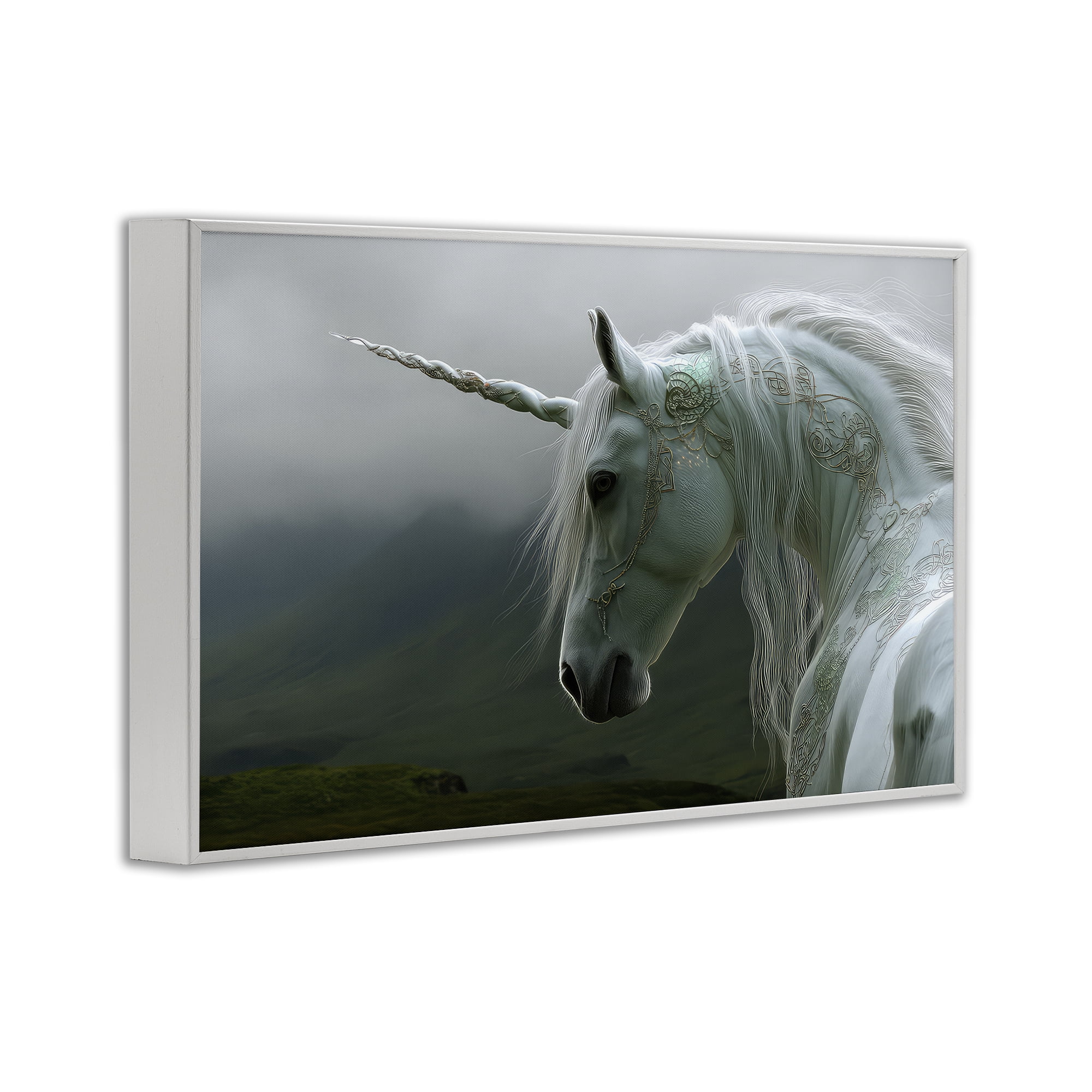 Stupell Industries Dreamy Celtic Unicorn White Framed Giclee Art, design by The Wands Want