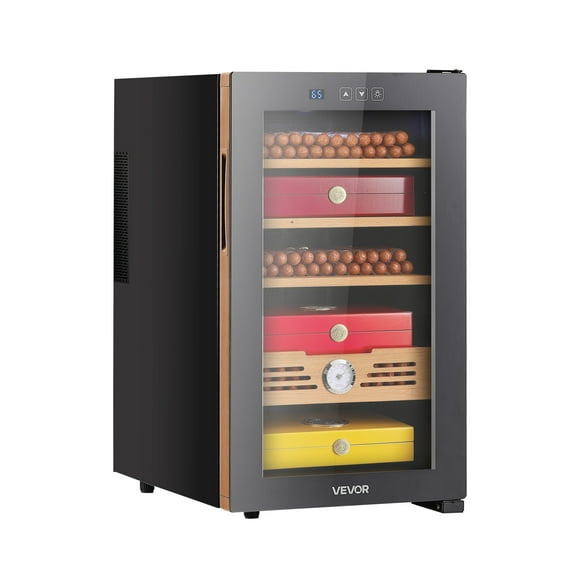 VEVOR Humidificateur Électrique, 48L, 350 Unités, Armoire à Cigares Électrique avec Contrôle de Température, Étagères et Tiroirs en Bois de Cèdre Espagnol, Hygromètre Mécanique, 4 Couches, Refroidisseur pour la Maison