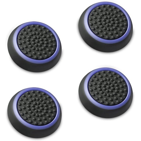 Set of 4) Analog Stick Joystick Controller Performance Thumb Grips Compatible with PS5, PS4, Xbox One, Xbox Series X/S (Black/Blue)