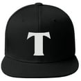 thumbnail image 2 of Daxton Classic Snapback Hat 3D Capital Alphabet Letters Flat Bill Visor Cap, Black Hat White Letter T, 2 of 3
