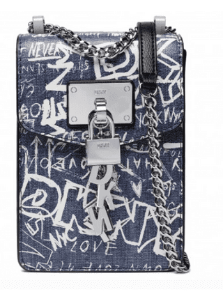 DKNY Elissa Leather Graffiti Logo Chain Strap Shoulder Bag
