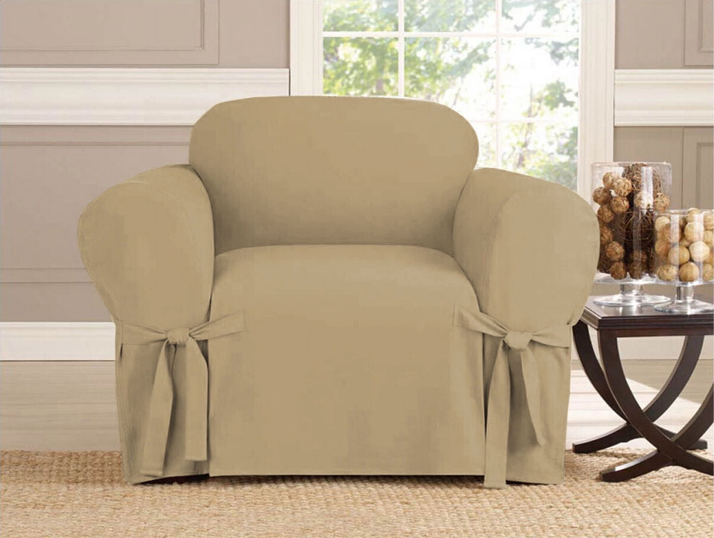 Kashi Micro-Suede Slipcover Sofa Loveseat Chair Furniture Cover (Sofa, Taupe)