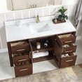 thumbnail image 5 of Vinnova San 60" Single Sink Wood Bath Vanity with Mirror in Natural Walnut/White, 5 of 16