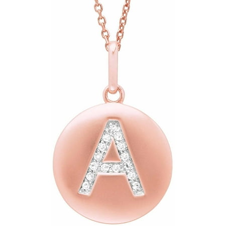 Diamond Accent Rose Gold-Plated Sterling Silver Round Initial A Disc Pendant