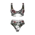 thumbnail image 4 of Daiia Skulls Roses Women's Bikini Set Two Piece Swimsuit High Waisted Bikini Adjustable Straps Bikini Perfect for Beach, Pool, and Summer Vacation-Large, 4 of 9