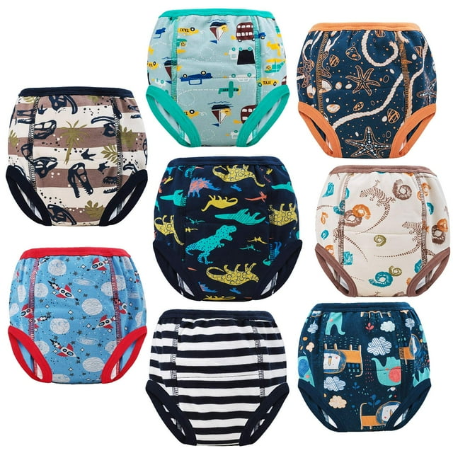 Pantalones de entrenamiento MooMoo Baby, 8 unidades, algodón absorbente, 3T