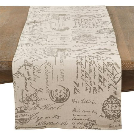 

Saro 16 x 108 in. Vintage Script Print Design Oblong Table Runner Natural
