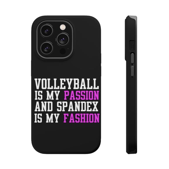 DistinctInk Tough Case for Apple iPhone 15 PRO (6.1" Screen), Compatible with MagSafe Charging - Volleyball is My Passion Spandex My Fashion