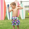 thumbnail image 4 of FORMRS Boys Swim Trunks Quick Dry Mesh Liner Boardshorts Sizes XS-XL, Green Wavy Plaid, 4 of 7