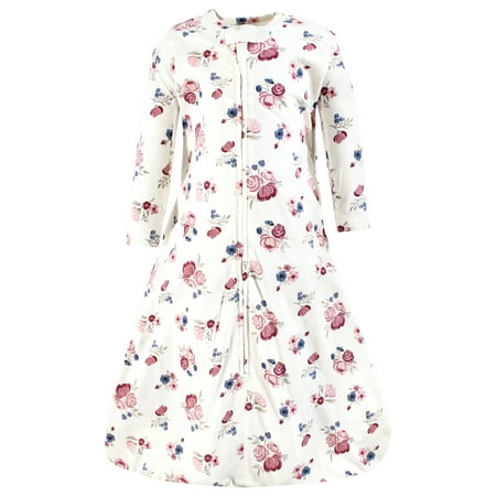 Hudson Baby Infant Girl Long Sleeve Cotton Jersey Sleeping Bag, Dusty Rose Floral, 0-6 Months