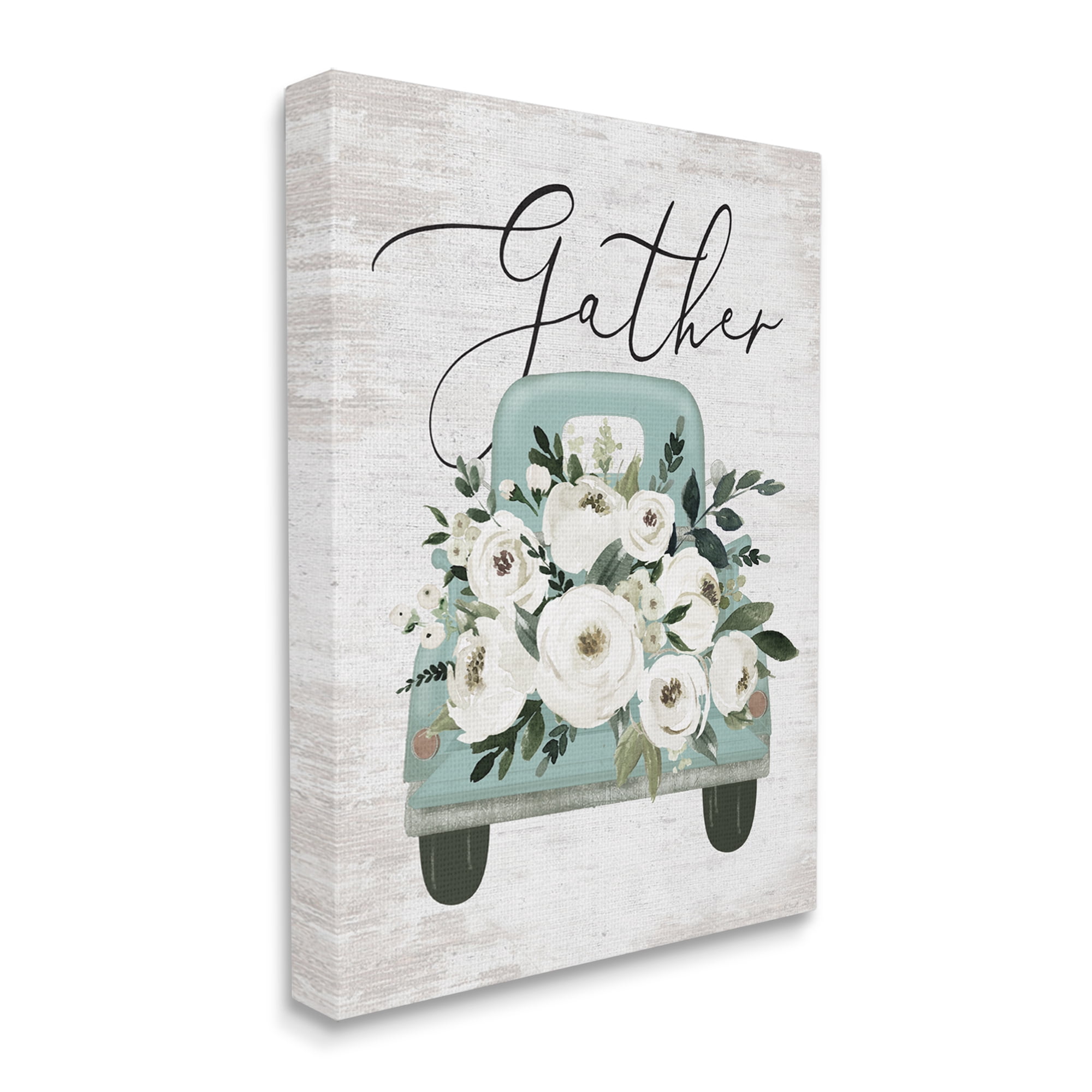 Stupell Industries Gather Floral Rose Truck Transportation Painting Gallery Wrapped Canvas Print Wall Art, 30 x 40