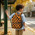 thumbnail image 6 of Orange and Black Wavy Checkered 17" School Backpacks for Teens,Waterproof Oxford Fabric,S-Shape Padded Straps for School,Travel,Hiking,Camping, 6 of 6