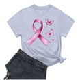 thumbnail image 3 of Nfurl Plus Size Women Breast Cancer Awareness T Shirts Inspirational Pink Ribbon Graphic Tees Casual Short Sleeve Crewneck Tshirt Gray S, 3 of 4