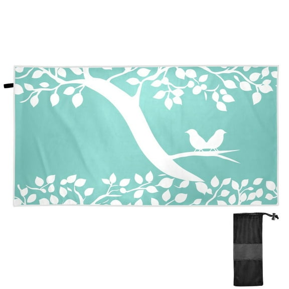 Serene Tree and Birds Quick Dry Sand Resistant Beach Towel 30x60in Lightweight for Pool, Gym, Travel