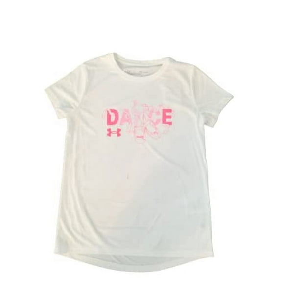 Under Armour Girls' Graphic Dance Shirt White/Pink Medium 1357394-100