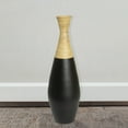 thumbnail image 3 of 31.5 inch Spun Bamboo Tall Trumpet Floor Vase - Decorative Home Accent, Natural Bamboo, Indoor Decoration, Sustainable Materials, Tall Floral Display, Handmade Bamboo Vase, Floor Standing Vase, Black, 3 of 9