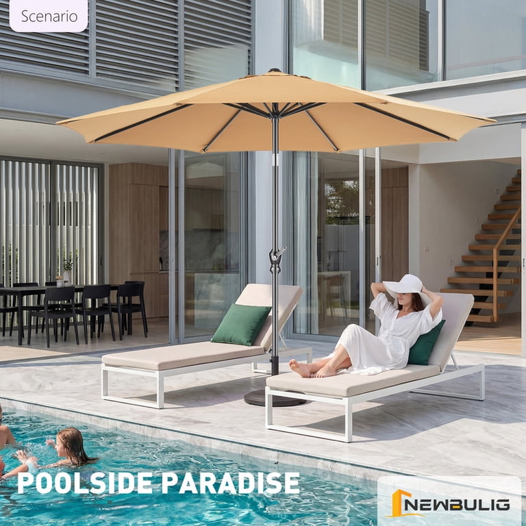 9ft patio umbrella walmart Gianna 9FT Outdoor Patio Umbrella Market Table Polyester Fabric Canopy with Push Button Tilt & Crank Iron Frame 8 Ribs UV Protection Waterproof