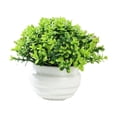 thumbnail image 2 of Dongrere Small Artificial Potted Shrub, Plastic Fake Greenery Plant with White Pot for Home Office Desk Bathroom Tabletop Decor, Green, 2 of 7