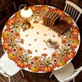 thumbnail image 2 of Fall Sunflower Round Tablecloth, Burnt Orange Pumpkin Thanksgiving Waterproof Table Cover for Kitchen Picnic Party Home Decor 47 In A, 2 of 6