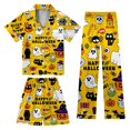 thumbnail image 2 of JAJAHO Halloween Kids Pajamas Set Boys Girls Satin 3 Piece Short Sleeve Sleepwear With Pants And Shorts 3-13Y, 2 of 7