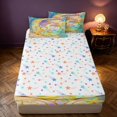thumbnail image 4 of Homewish Cute Moon Stars Print Zipper Full Size Comforter Sets with Fitted Sheet and 2 Pillowcases for Girls, Rainbow Zipper Bedding Set, Colorful Stars Reversible, 4 of 7