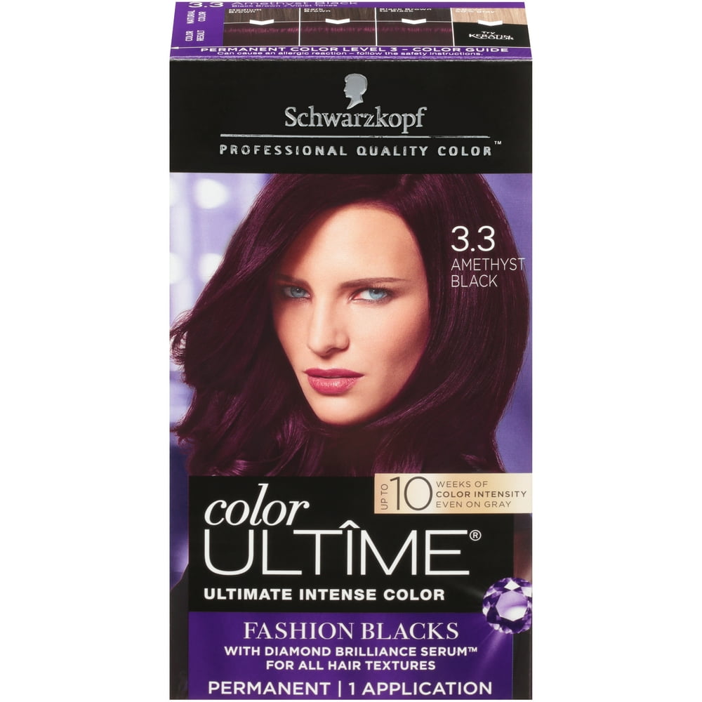 Schwarzkopf Color Ultime Permanent Hair Color Cream, 3.3 Amethyst Black